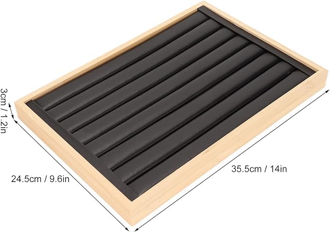 Image of Velvet Jewelry Drawer Organizer Tray Stackable Jewelry Tray (Wooden Ring, Wood)