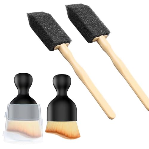 SEABABOO Nettoyage Voiture Intérieur Brosse À Poussière pour Intérieur De Voiture&Brosse À Poussière Éponge De Voiture Pinceau Nettoyage Voiture pour Nettoyage des Évents du Tableau De Bord (Noir)