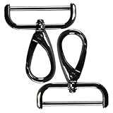 Ludom 2 Cierres de mosquetón giratorios de Metal Negro de 38 mm para Bolso, Manualidades