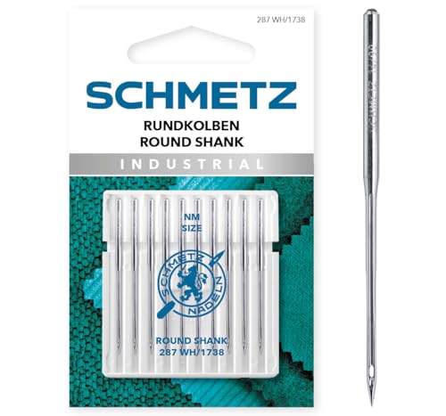 SCHMETZ | 10 Nähmaschinennadeln | Rundkolben | 287 WH/1738 | Nadeldicke 100/16 | Hinweis: Überprüfen Sie das empfohlene Nadelsystem in der Bedienungsanleitung