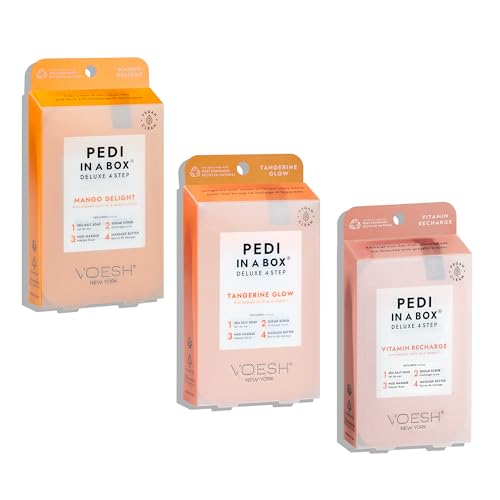 VOESH Pedi in a Box 4 Step Ocean Refresh - 3 Pack, At-Home Pedicure Treatment, Spa Pedicure, Foot Spa, Foot Soak, Foot Scrub, DIY Pedi, Pedicure Set