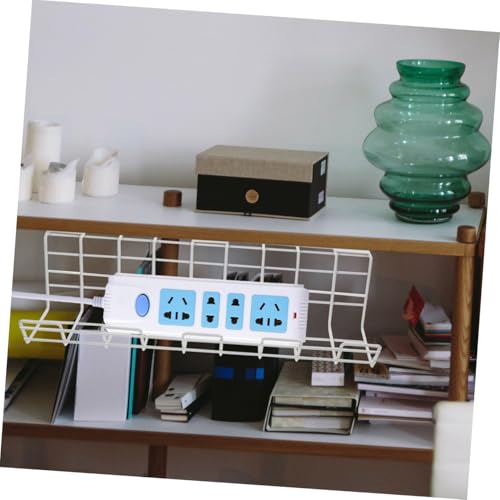Étagère de Gestion des Câbles en Fer Blanc Compacte pour Multiprises sous Bureau Lot de 2