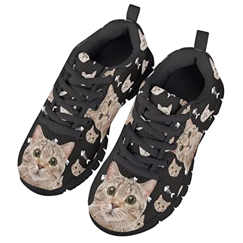 Dolyues Pink Leopard Kids Shoes Black Sloe Breathe Comfortable Girls Shoes Size 11.53