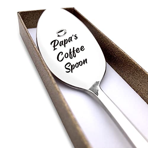 Papa's Coffee Spoon Engraved Funny Gift For Papa Father, Coffee Lover Spoon Best Thanksgiving Christmas Birthday Gifts #TOP3