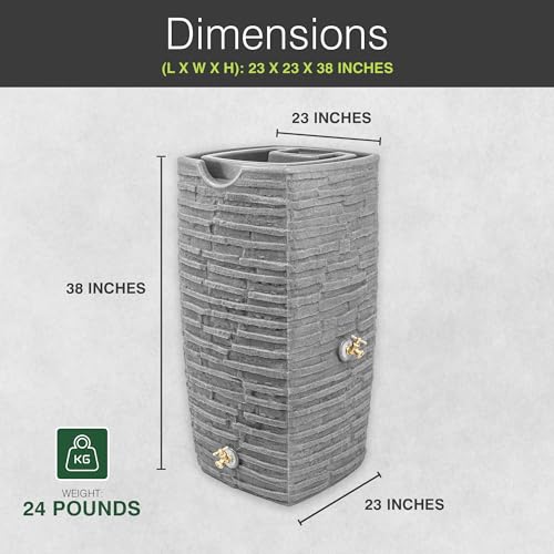Good Ideas 2 X Impressions Riverwalk 50 Gallon Faux Slate Surface Dual Spigot Rain Barrel thumb #2