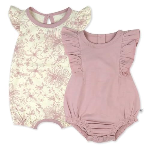 Image of HonestBaby Romper and Ruffle Bodysuit Dress 100% Organic Cotton for Infant Baby and Toddler Girls