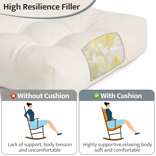 Image of mudilun Adirondack Chair Cushion 44x19x4in for Indoor Rocking Chair Pads | High-resilience foam particles,Thick Tufted, Anti-Slip with Ties,Fits most high back indoor Adirondack & rocking chair Pads