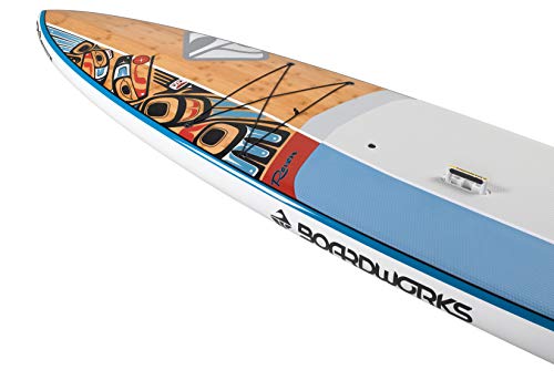 Boardworks Raven | Touring All Water Stand Up Paddleboard | Exp Veneer - Epoxy Hardboard | 12' 6", Bamboo/Grey/Teal #TOP2