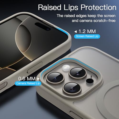 Image of JETech Magnetic Cover Case for iPhone 16 Pro Max 6.9-Inch Compatible with MagSafe, Translucent Matte Back Slim Shockproof Phone Cover (Natural Titanium)