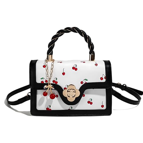 Cherry Purse Women Cherry Print Coquette Bag Cute Trendy Shoulder Bag Y2K Small Handbag Zip Crossbody Purse