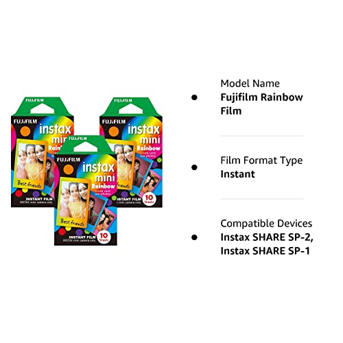 Fujifilm Instax Mini Instant Rainbow Film, 10 Sheets, 3 Value Set #TOP5