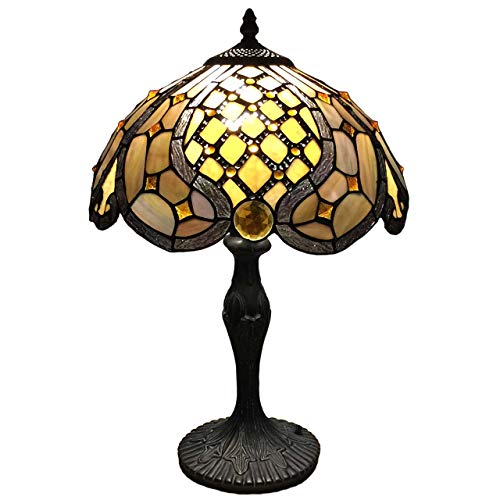 Lámpara de mesa de vidrio Tiffany barroca Bieye L30817 con cadena de latón para hogar
