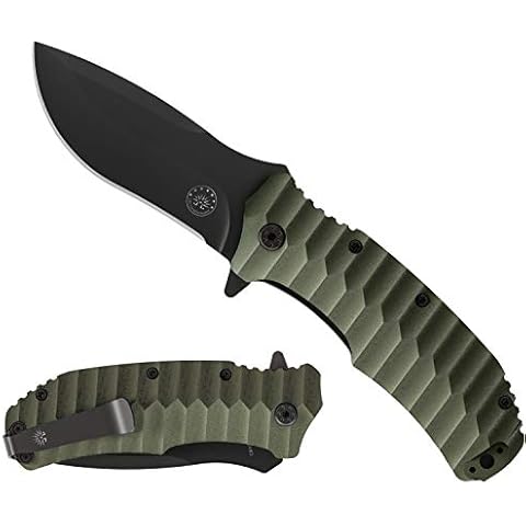 Off-Grid Knives - Rapid Fire Ranger, Camping & Hunting Knife, Cryo D2 Blade Steel with Olive Drab G10 Scales, Deep Clip, Left or Right Carry, Survival, Hiking, Fishing, Boating, Bushcraft Cover