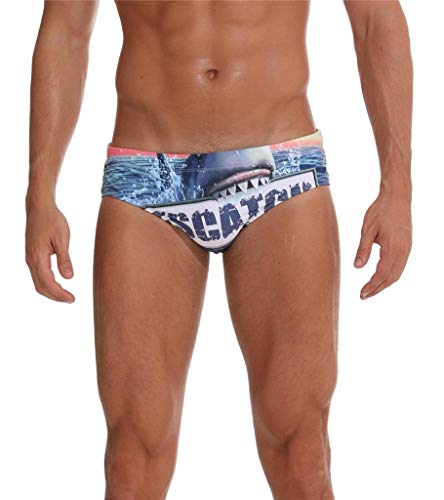 Arcweg Bañadores para Hombres Pantalones Trigulares Cortos Calzoncillos Traje de Baño Cortos Hombres Elástica Almohadillas Extraídas Azul(Mar Y Tiburón) M