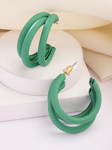 Image of Bohey by KARATCART Gold-Toned Classic Half Hoop Earrings for Women