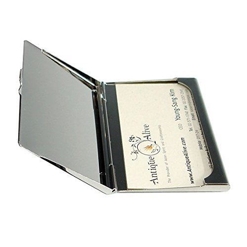 Antique Alive Mother of Pearl RFID Blocking Protection Starry Night by Van Gogh Art Painting Business Credit Name Card Holder Case Metal Stainless Steel Engraved Slim Purse Pocket Cash Money Wallet