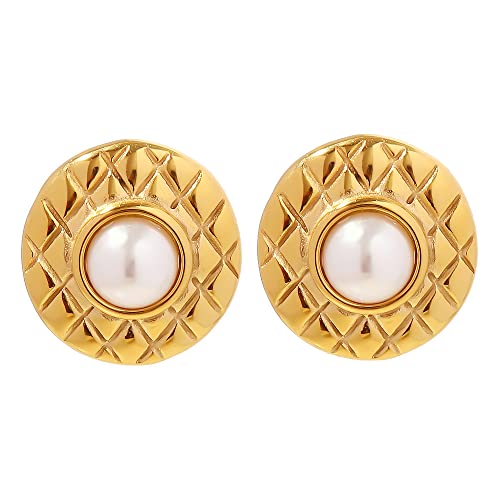 Boucles d'oreilles en or massif 14k et perles Argyle géométriques en argent S925