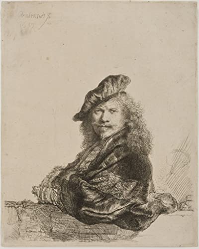 Rembrandt poster toile sans cadre 50x70 impression autoportrait fenetre decoration murale salon