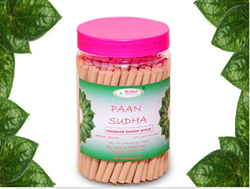 Image of Betala Fragrance Pan Sudha Flavour Dhoop Sticks, 200 g Dhup Batti Stick with Stick Stand Holder, Bamboo Less & Non Charcoal (Pan Sudha)