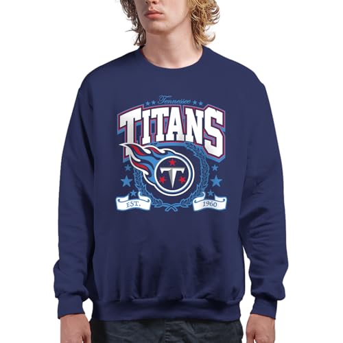 Junk Food Tennessee Titans NFL Prep - Officially Licensed Adult Pullover Fleece Crew Neck for Men and Women Navy