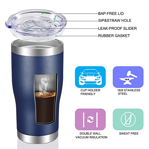 Image of VEGOND 20oz Tumbler Stainless Steel Tumbler Cup with Lid And Straw Vacuum Insulated Double Wall Travel Coffee Mug(Navy Blue 12 Pack)