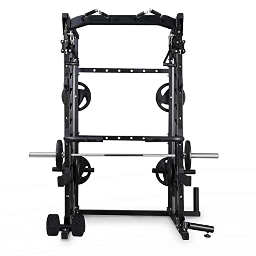 Major Lutie Smith Machine, Sml07 1600Lbs Power Cage With Weight Bar And Two Lat Pull-Down Systems And Cable Crossover Machine, Exercise Machine Attachment 2023 Upgrade Black #TOP6