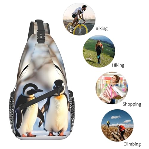 Morrales tipo sling con diseño de pingüinos para viajar miniatura 6