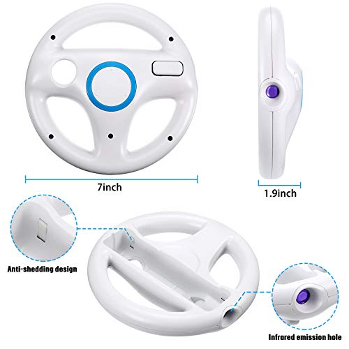 image for Zhanmai 4 Pack Mario Kart Wii Steering Wheels, Racing Games Remote Ste