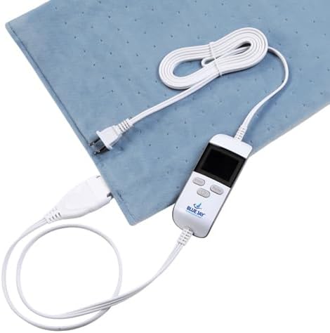 Blue Jay heating pad laid out with the digital LCD controller and power cord connected.
