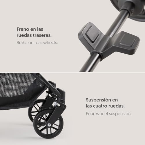 Carrinho de passeio Interbaby | Carrinho de bebé desde o nascimento até 48 meses ou 22 kg, botão dobrável rápido, amortecedores, capóta XXL intercambiável, carrinho de bebé Minimum Plus Space bege