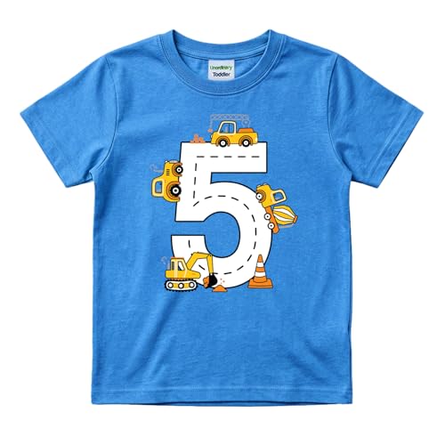 Birthday boy Shirt Toddler Construction Shirts Boys 2t 3t 4 Year Old Excavator Theme Party t-Shirt 5 Kids 6th Outdoor Play (US Age 6 Years French Blue - 5th)