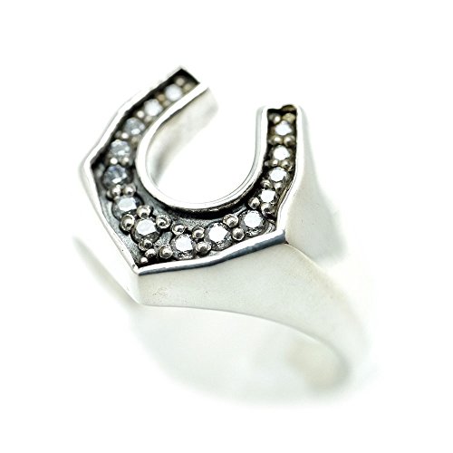 [シルバーワン] ge ジルコニア付き シルバー925 馬蹄ホースシューリング メンズ(19号)