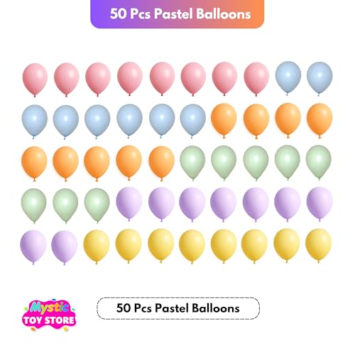 Image of 50 Pcs Pastel Balloons for Birthday Decoration Items Anniversary Baby Shower Adults men women Year With Multicolor Latex Pastel Balloon Happy Birthday Decorations Set Kit Combo