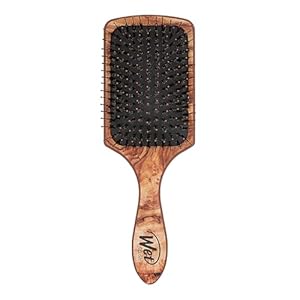 Wet Brush Paddle Hair Brush,Traditional Wood-Ultra-Soft IntelliFlexDetangling Bristles with AquaVentDesignForSpreading HairTreatmentsEvenly-Pain-Free Hair Brush For Women & Men,Shine Traditional Wood