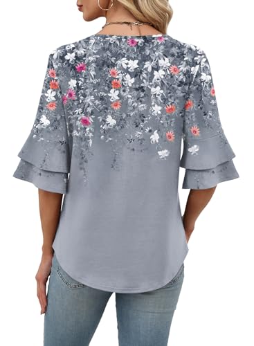 Image of OFEEFAN Spring Tops for Women Boho Shirts Fashion Clothing Cute 3 /4 Length Sleeve Blouses Dressy Casual Summer Outfits