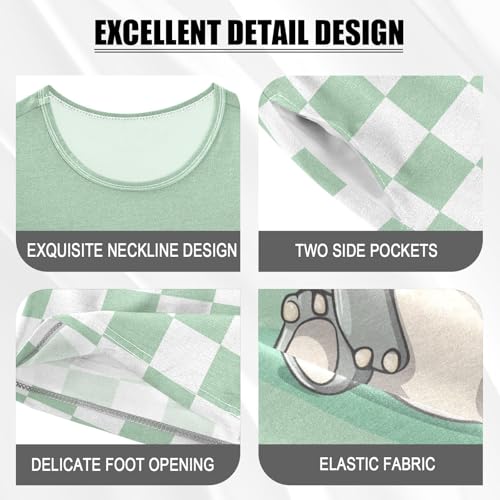 Checkerboard Plaid Cartoon Hippo Pajama Set Short Sleeve Sleepwear Soft Pajamas Shorts Sets Cotton PJS 5Y4