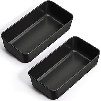 P&P CHEF Loaf Pan Set, 9 x 5 Inch Bread Pans, Stainless Steel Loaf Toast Baking Pans For Bread Meatloaf Lasagna Cake, Healthy & Non Toxic, Oven Safe& Easy Clean, (Black, 2Pcs)