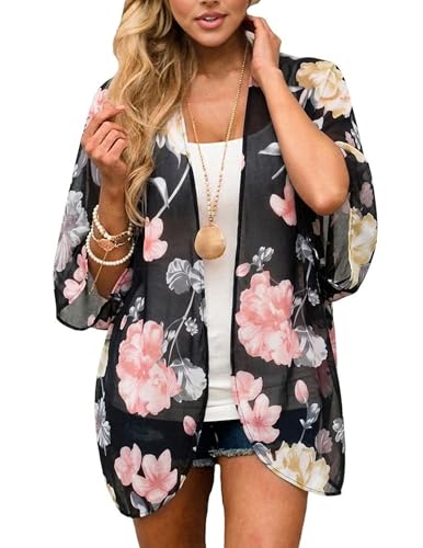 DR2 by Daniel Rainn Floral Border Print Kimono