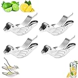 Bird Shaped Lemon Juicer, Stainless Steel Bird Lemon Squeezer, Bird Lemon Squeezer with Pour Spout, Bird Shaped Lemon Lime Squeezer (4-PC)
