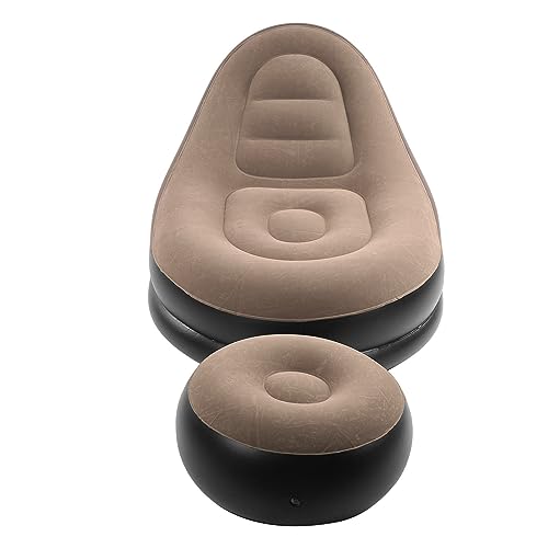 Sofá inflable flocado de 2 piezas sillón portátil exterior de 116x98x83 cm 2