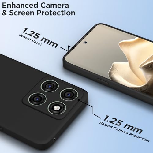 Image of Outlouders Back Cover for Motorola Moto Edge 60 Pro 5G | Camera Protection | Durable Soft Matte Silicone Bumper Case (Black)