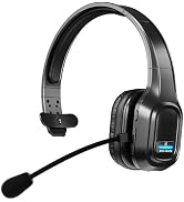 WUGEUSCH Wireless Headset with Microphone - Single-Ear Noise-Isolating Headphone for Office Work,...