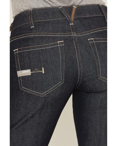 Image of ARIAT Women's Rebar Mid Rise Durastretch Raven Rinse Work Straight Jeanss Blue 30 SHT