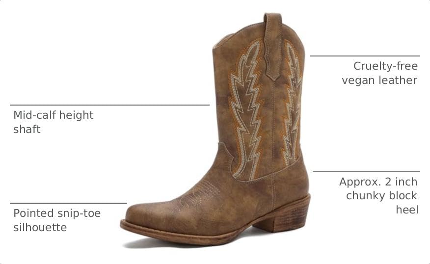 Image of GLOBALWIN Cowboy Boots for Women, Mid-Calf Western Style