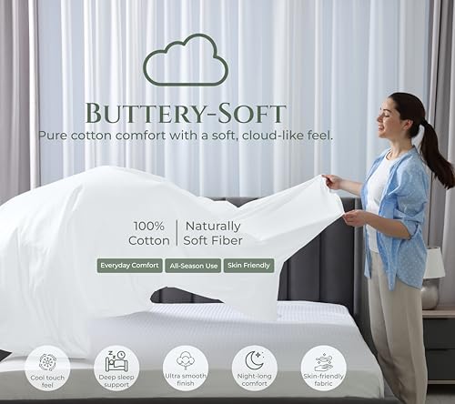 Image of Royale Linens 100% Organic Cotton King Size Flat Sheet Only - Percale Top Sheets - King Flat Sheet Sold Separately - Lightweight & Super Soft 100% Cotton White Bed Sheets Only (105 inch x 102 inch, White)
