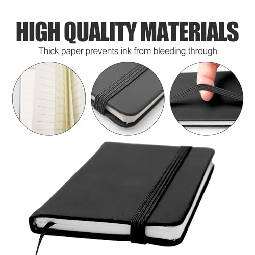 12 Pcs Hardcover Leather Pocket Notebook with 12 Pcs Pens 4 x 2.5 Inch Small Notebook 50 Sheets Hard