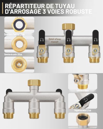 Distributeur d'eau double débit résistant au gel pour robinet extérieur 3/4 pouce