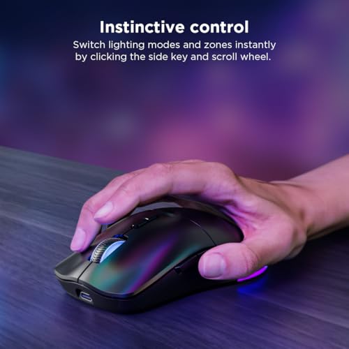 Image of Lenovo Legion M220 Wireless RGB Gaming Mouse, Dual Channel Bluetooth, 2.4Ghz Wireless, USB-C Charging, 5-Level DPI Switch, Symmetrical Medium-Large Size, Black
