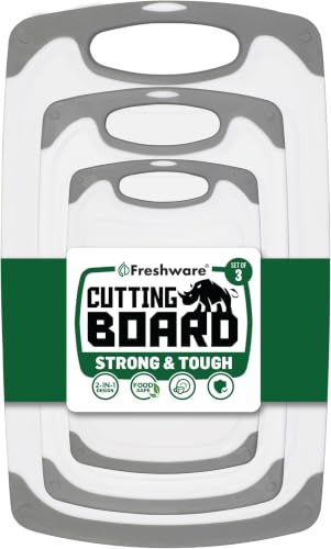 Image of Freshware Cutting Boards for Kitchen,Chopping Board with Different Sizes,Juice Grooves and Non Slip Handles - Reversible,Large Cutting Board Set - Dishwasher Safe - Gray,3 Count (Pack of 10)