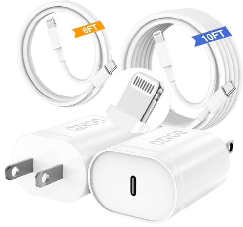 Image of (6ft+10ft) iPhone Charger Fast Charging for iPhone 14 13 12 Fast Charger,20W USB C Wall Charger with Type C to Lightning Cord for i Phone 13 /14 /12 Pro Max Plus /11,iPad-2Pack